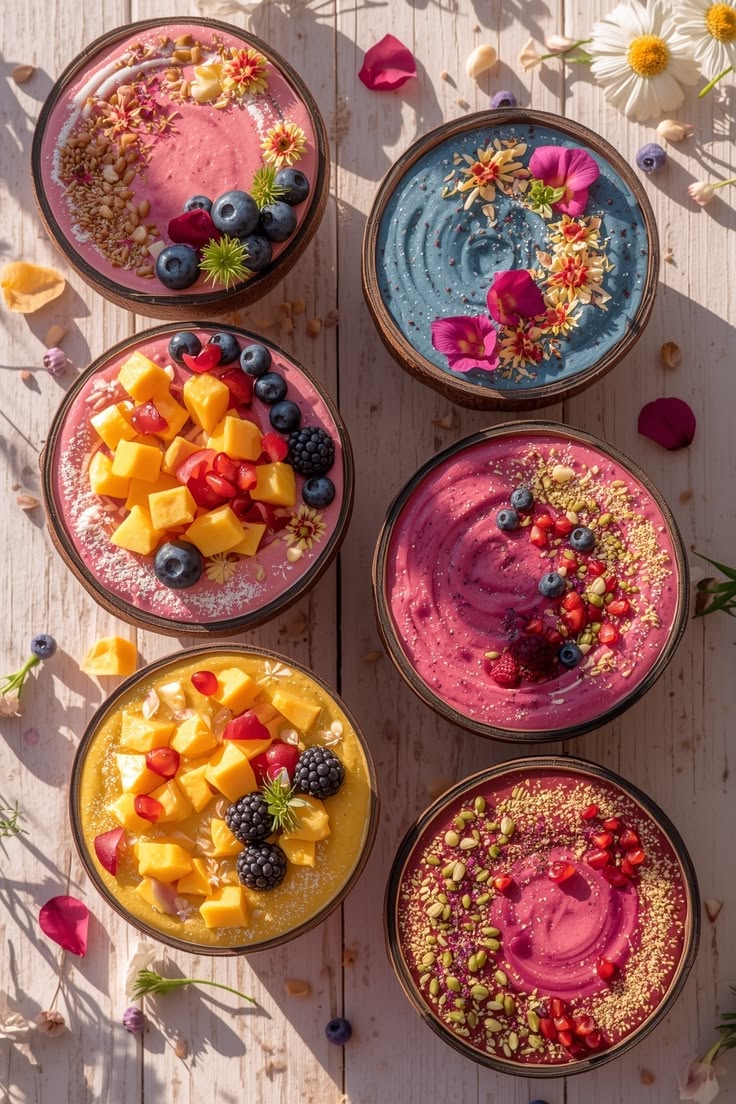Smoothie bowls colorés