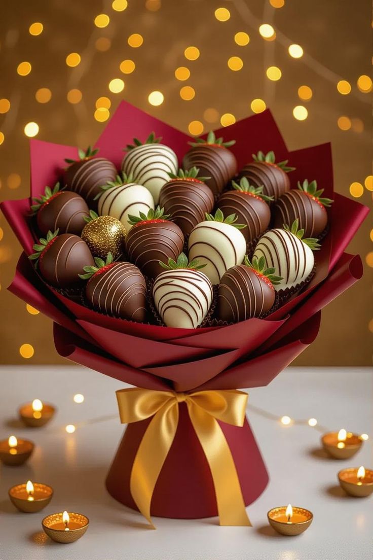 Bouquet de fraises au chocolat